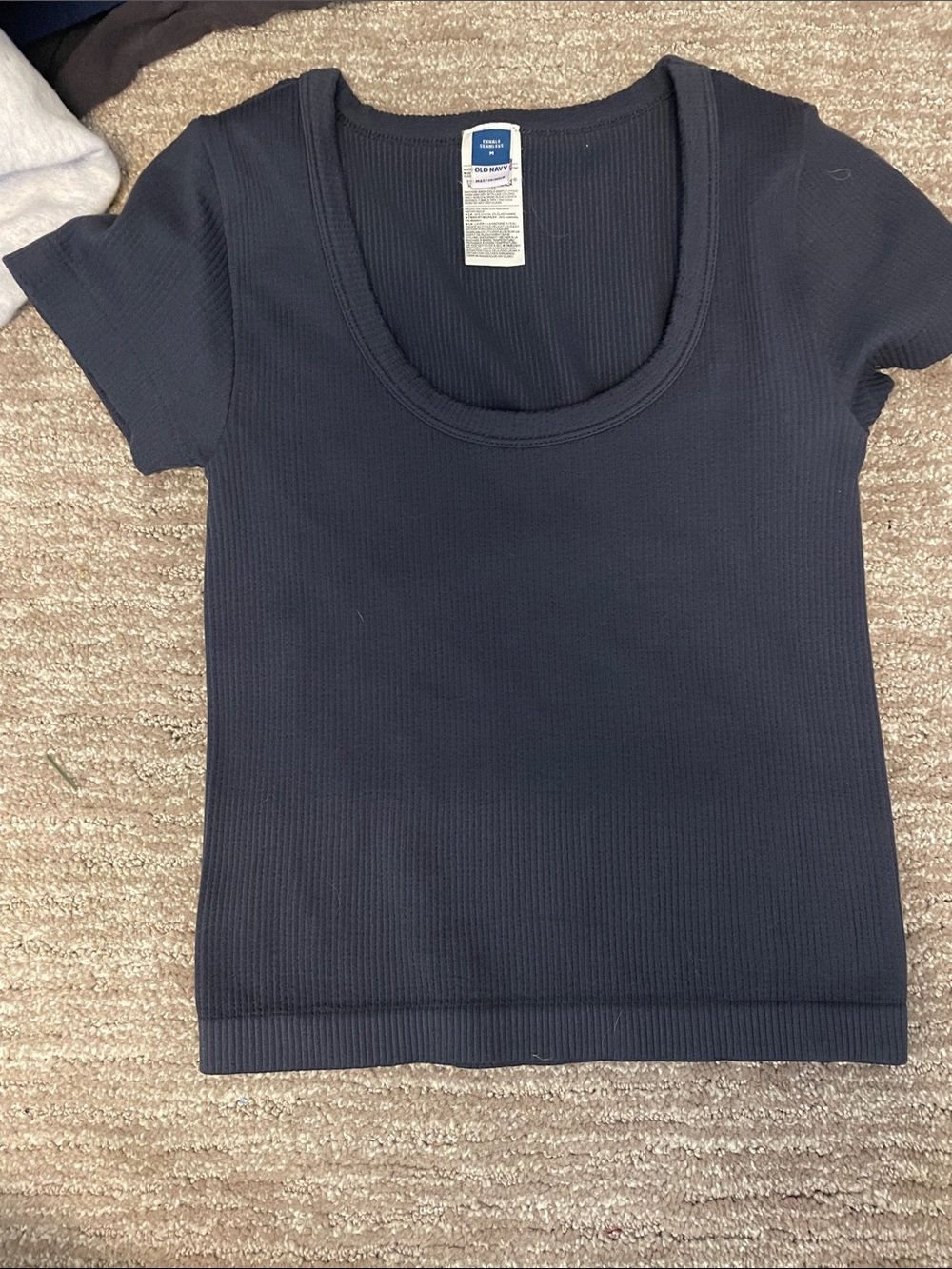 Old Navy Navy Ribbed Scoop Neck Tee